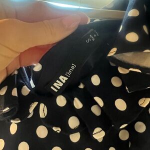 Ina Navy and White Polka Dot Mini Dress